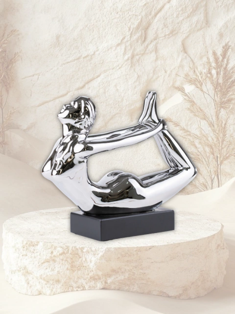 Figura Femenina Flexible Plateada – Escultura Decorativa Arte Moderno Minimalista