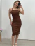 Vestido ribana alcinha Marrom 22383