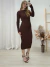 Vestido Longo Manga Longa tricot Marrom 239411
