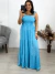 Vestido longo estampado com elastex Azul 24833