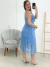 Vestido Longo de tule Liso Azul 24934 - comprar online
