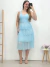 Vestido Longo de tule Liso Azul Claro 24937