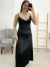 Vestido longo acetinado Preto 24971 na internet