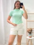 Blusa canelada Plis com golinnha Verde Água 3527120 - comprar online