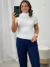Blusa canelada Plis com golinnha Branca 3527 na internet