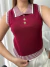 Regata de tricot gola listrada Bordô 36294 - comprar online