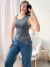 Blusa Poliamida assimétrica Chumbo 36764 - comprar online