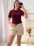 Blusa manga curta Bordô 36834 - comprar online