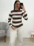 Blusa de lanzinha listrada Marrom 37293 - comprar online