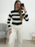 Blusa de lanzinha listrada Preta 37291