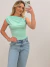 Blusa Drapeada com Fivela Verde Agua 37638
