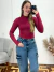 Body Poliamida manga longa costa aberta Bordô 51003