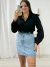 Cropped manga longa Preto 92711 - comprar online