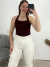Cropped decote quadrado Marrom Escuro 97063