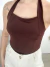 Cropped decote quadrado Marrom Escuro 97063 na internet