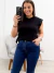 Blusa com Aplicações Plus Size Preta 37461