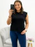 Blusa com Aplicações Plus Size Preta 37461 - comprar online