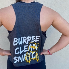 Crop top "BURPEE" gris topo