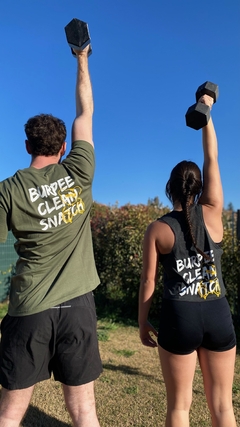Crop top "BURPEE" gris topo en internet