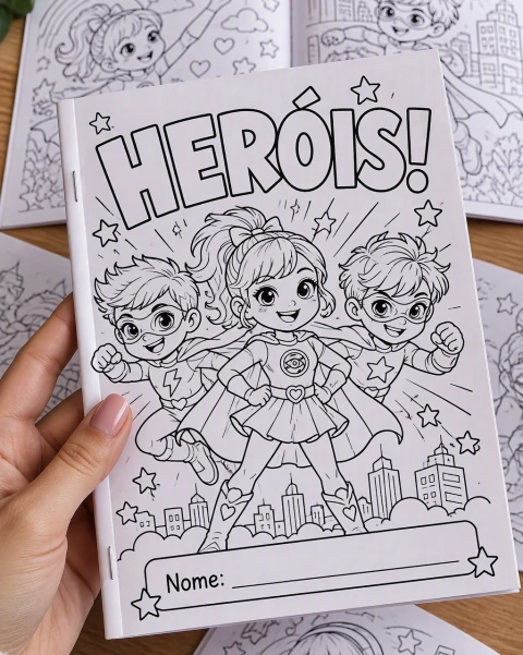 Livrinho de Heróis Para Colorir