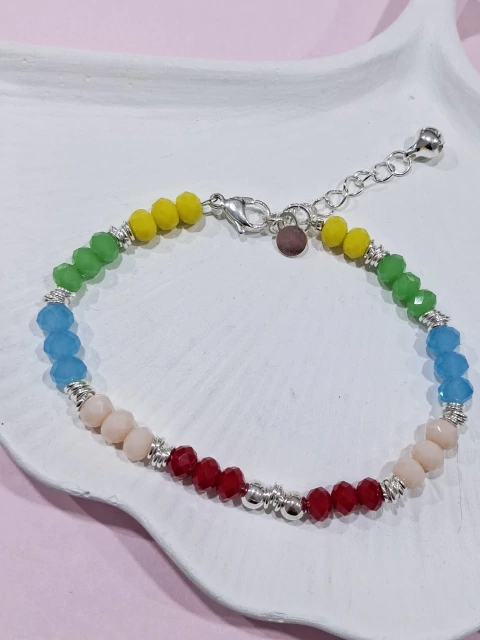 BP2030-MC19 / Pulsera Bolitas Multicolor - Regulable 19cm a 23cm