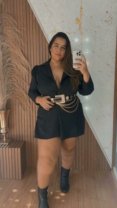 Blazer Macaquinho Plus Size Manga Longa