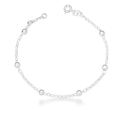 Pulseira Infantil Prata 925 Bolinhas Fio 3x1 3mm