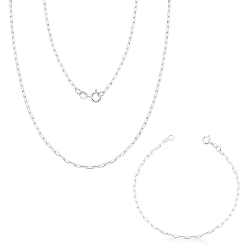 Kit Corrente e Pulseira Elos Cadeado 2mm de Prata 925 - comprar online
