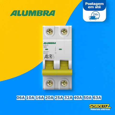 Disjuntor Bipolar Alumbra ALBR3 06A a 63A - comprar online