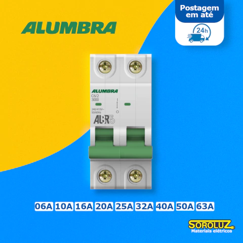 Disjuntor Bipolar Alumbra ALBR3 06A a 63A - comprar online