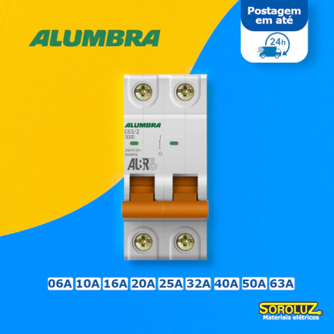 Disjuntor Bipolar Alumbra ALBR3 06A a 63A - Soroluz