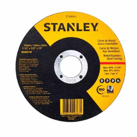 DISCO DE CORTE STANLEY STA8061 115X1X22 (4.1/2X1/25X7/8) WA60T-BF