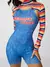 Scary Nightmare Killer Doll Cosplay Costume Set para Mulheres, Trajes de Hallowe