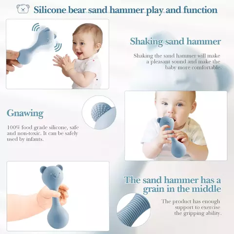 Chocalhos para bebê maracas de silicone.