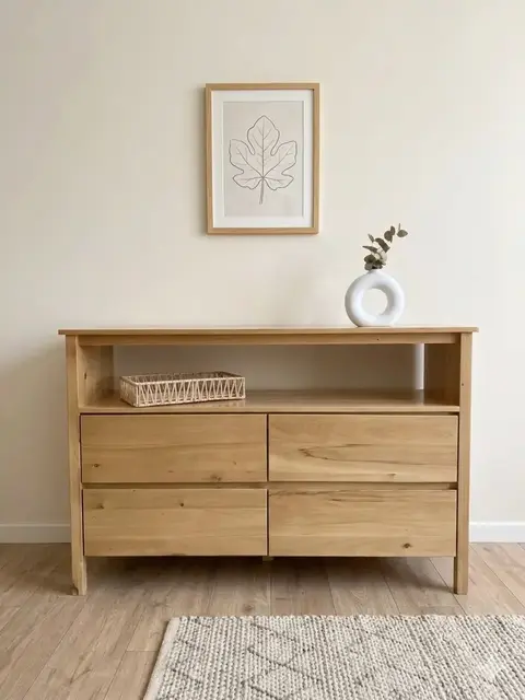 Cómoda 4 Cajones Madera Maciza De Álamo 140x80cm