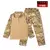 Uniforme de treinamento tático militar para crianças, composto por camisa de manga longa e calças camufladas.