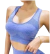 Top com bojo azul para atividades fitness, destacando conforto e estilo.