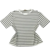 Blusa feminina de listras brancas e pretas com mangas curtas.