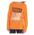 Camiseta de manga longa laranja com estampa urbana para moda infantil.