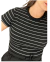 Camiseta feminina de listras pretas e brancas, ideal para transformar seu visual.