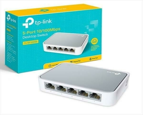 Switch de escritorio TP-Link TL-SF1005D con 5 puertos Ethernet de 10/100Mbps.