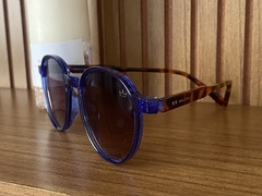 Óculos de Sol Masculino Redondo Azul Brilho - Balgari Glasses