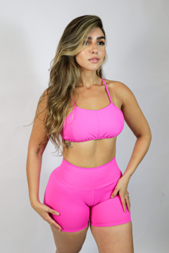 Conjunto Short Rosa Chiclete Meril + Top Silvia