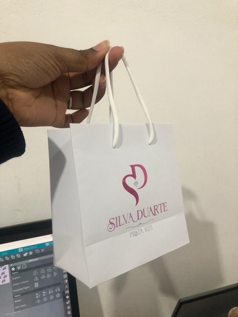 Sacola 13x14cm | Branca | Alça Cordinha