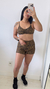 Conjunto de Short Estampado Top Alça Fina