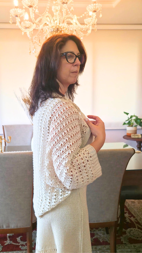 Bolero Tricot Linha com Fio Metalizado