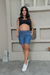 Shorts Paula Jeans lastex com bolso
