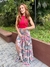 Saia Longa Tule Estampado com Babados e Fenda - Rita - Cabani Fashion
