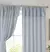 Juego de Cortinas ambiente "ondas" celeste.