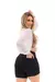 Bermuda Shorts Preto Barra Dobrada Cintura Alta - loja online